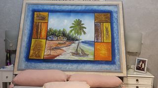 Cuadro grande playa tropical velero