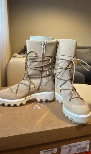 Botas Popa Piel y Nylon Beige talla 36
