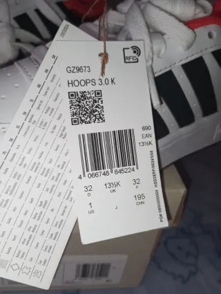 Zapatillas Adidas Hoops 3.0 Talla 32