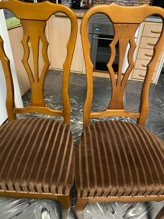 4 Sillas de Comedor Madera y Terciopelo