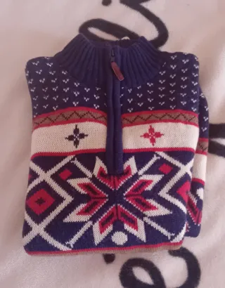 Jersey Atlas cuello alto estampado multicolor