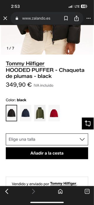 Chaqueta acolchada Tommy Hilfiger de plumas natura