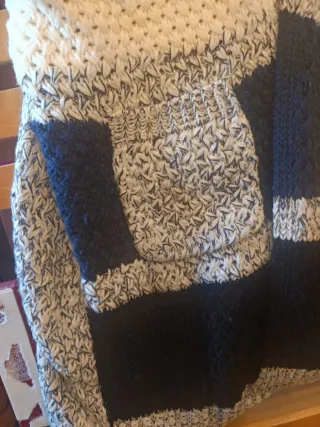 Jersey largo de lana gris y blanco