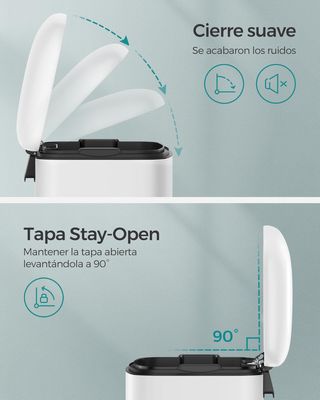 SONGMICS Cubo de Basura para la Cocina, 30 L, Cubo