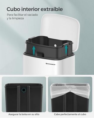 SONGMICS Cubo de Basura para la Cocina, 30 L, Cubo