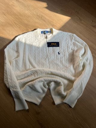 Jersey Polo Ralph Lauren Cable Knit Blanco