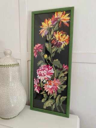 Cuadro Petit Point Flores 50x20cm