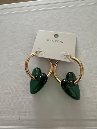 Pendientes Parfois Aro Corazón Verde