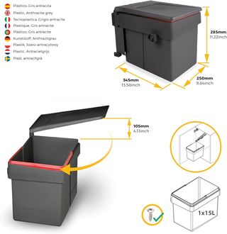 Emuca - Contenedor de basura incorporado para gabi