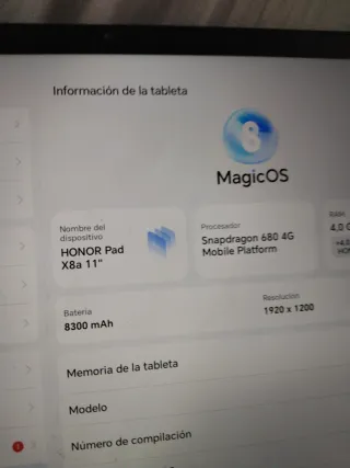 Tablet Honor Pad X8a Negra