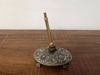 Set da scrivania d'epoca fiori turchesi