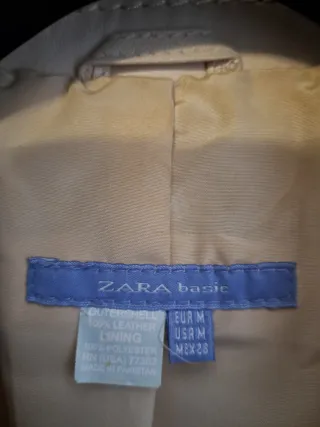 Blazer Zara vera pelle beige Tg. 40/42 italiana