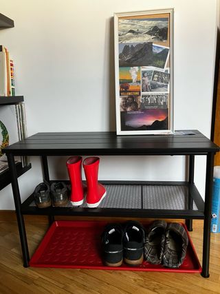 Banco Zapatero Negro y Rojo