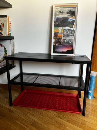 Banco Zapatero Negro y Rojo