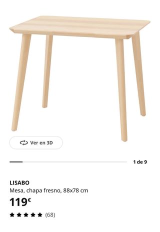Mesa IKEA Lisabo Madera Fresno 88x78cm