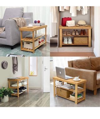 Banco de bambú natural 3 niveles