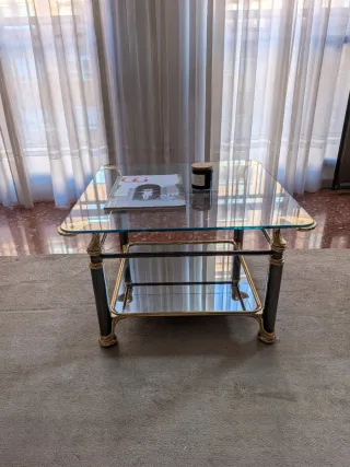 Mesa auxiliar vintage cristal y dorado