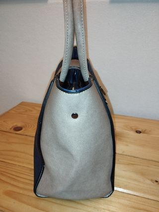 Borsa Blu Marino e Beige con Texture