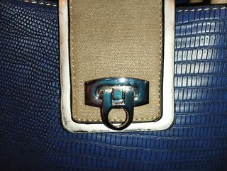 Borsa Blu Marino e Beige con Texture