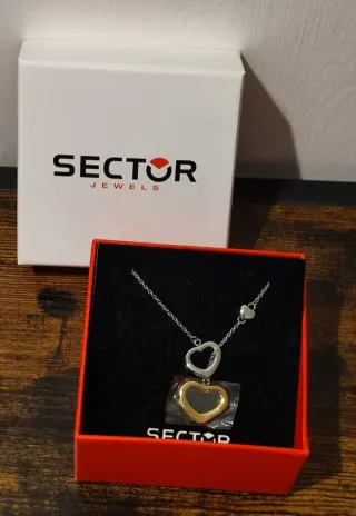 Collana Sector Doppio Cuore Oro Argento