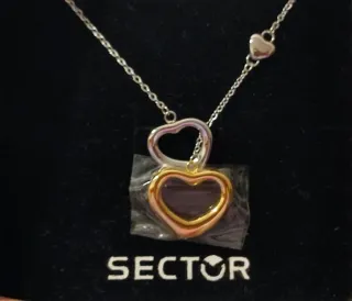 Collana Sector Doppio Cuore Oro Argento