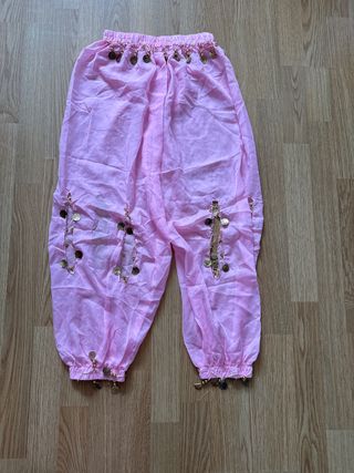 Pantalón tipo árabe rosa con monedas