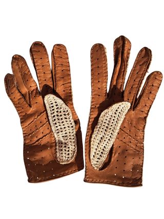 Guantes mujer vintage crochet y piel