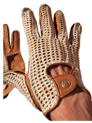 Guantes mujer vintage crochet y piel