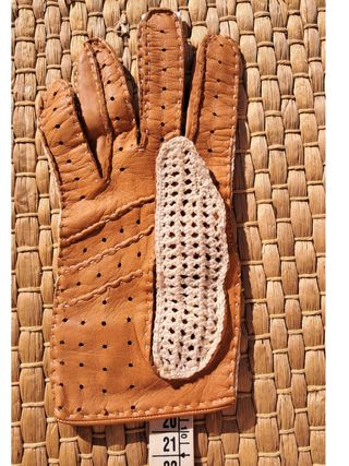 Guantes mujer vintage crochet y piel