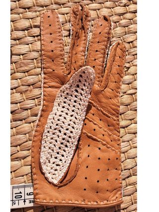 Guantes mujer vintage crochet y piel