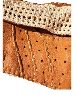 Guantes mujer vintage crochet y piel