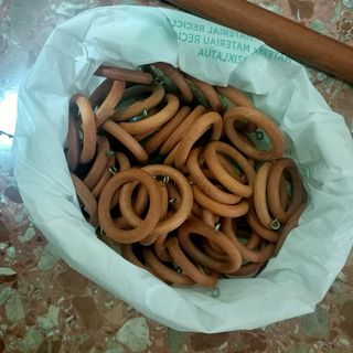 Barras y anillas cortina haya maciza