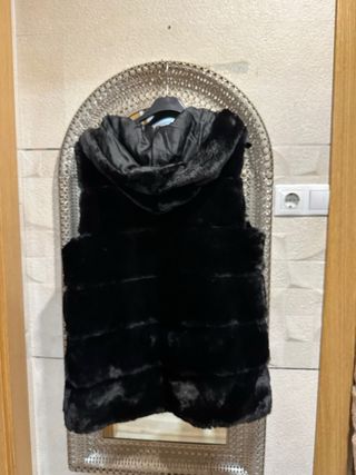 Chaleco de pelo sintético negro mujer