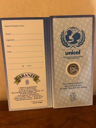 Medaglia Ufficiale Peanuts Unicef 50 Anni