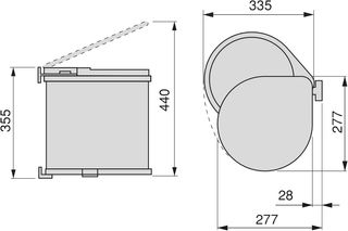 Emuca - Contenedor de basura incorporado para gabi