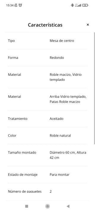 Mesa de centro AGERBY Ø60 cristal/roble natural