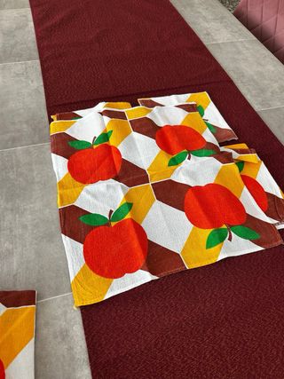 4 Tovaglioli Cotone Mela Rosso Giallo