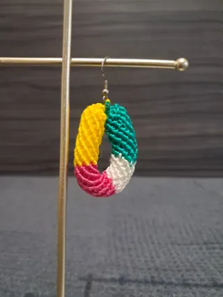 Pendientes Aros Macramé Multicolor