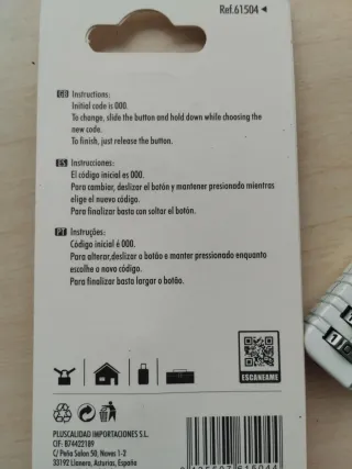 Candado de combinación 3 dígitos