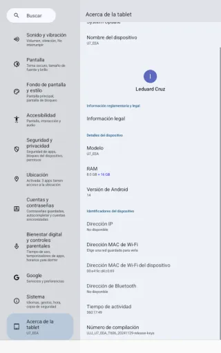 Tablet 11 Pulgadas Android Negra