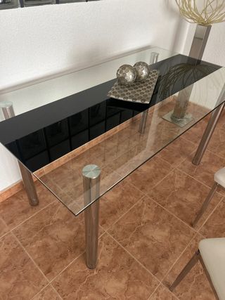 Mesa de comedor cristal y metal