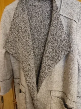 Abrigo lana mujer T.L gris claro