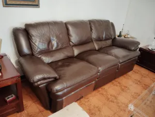 Divano relax in pelle marrone