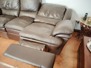 Divano relax in pelle marrone