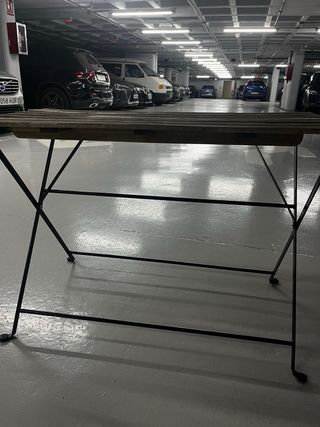 Mesa de jardín madera y hierro plegable