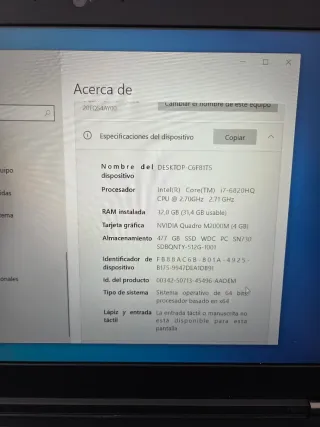 Lenovo Thinkpad P50 Negro