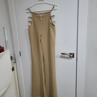 Pantalón Bershka Talla S Beige Hilos Cadera
