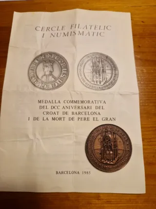 Medalla DCC aniversario Croat Barcelona 1985