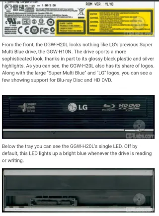 LG GGW-H20L Grabador Blu-ray y DVD