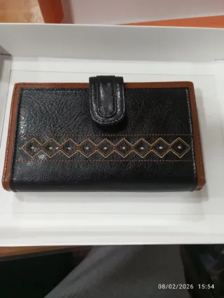 Cartera de piel artesanal mujer